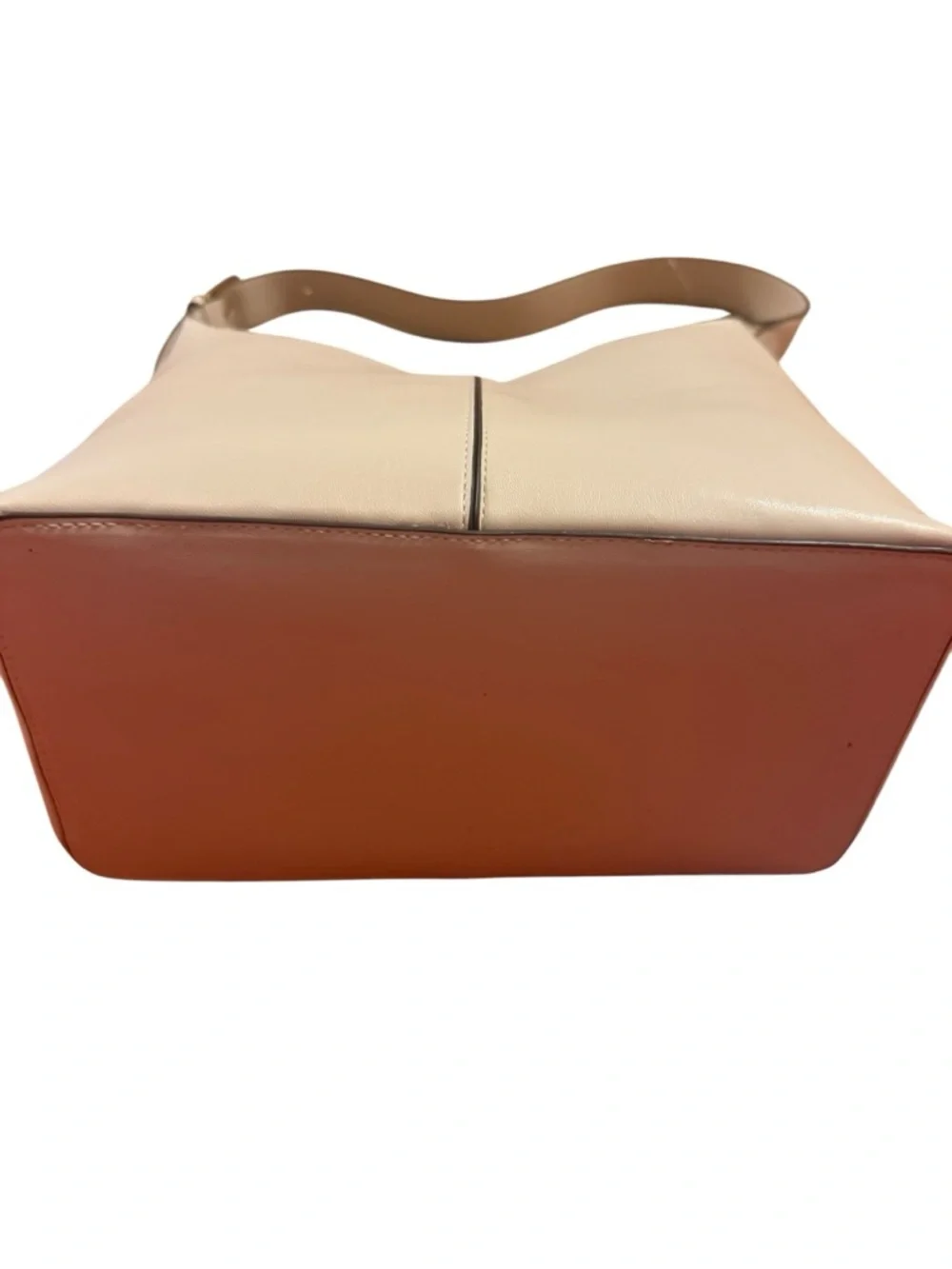 Cream Leather Shoulder Bag with Tan Strap